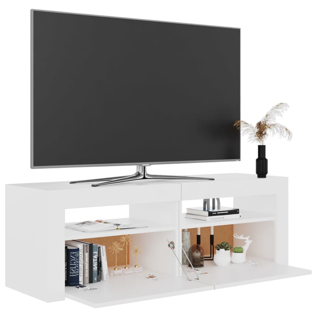 TV-Schrank LED-Leuchten Weiß 120x35x40 cm modern modern funktional Wohnzimmer