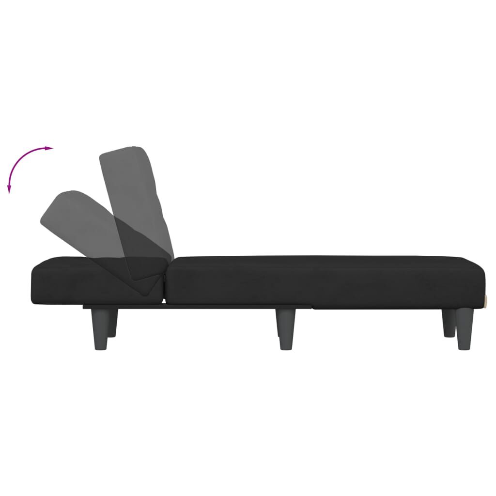 Chaiselongue mit schwarzem Samt edel und bequem für Schlaf oder Wohnzimmer