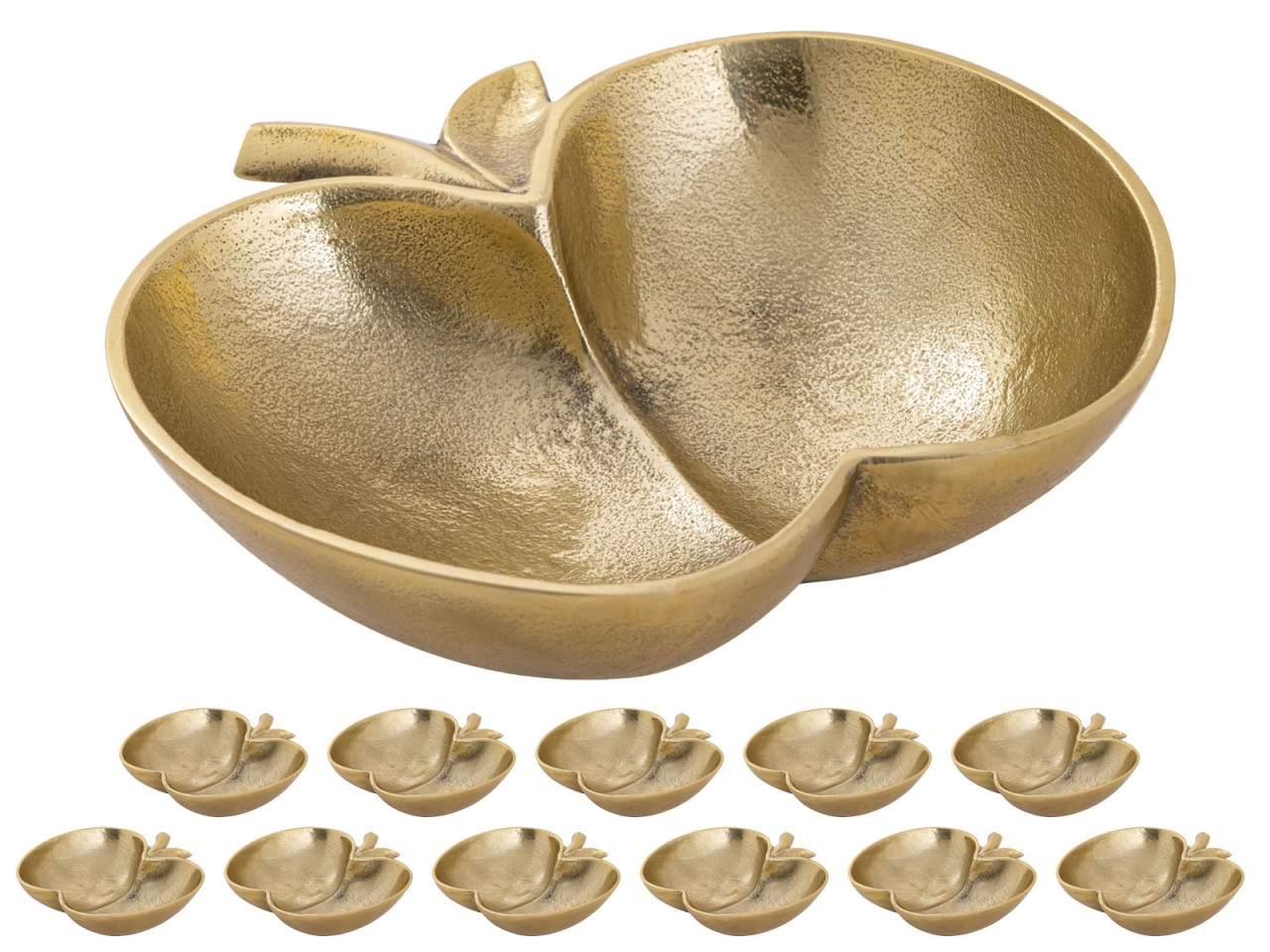 Apfel Schale Dekoschale Masterbox 12-teilig Apple gold o. silber Aluminium Apfel Schale Dekoschale Masterbox 12-teilig Apple gold o. silber Aluminium