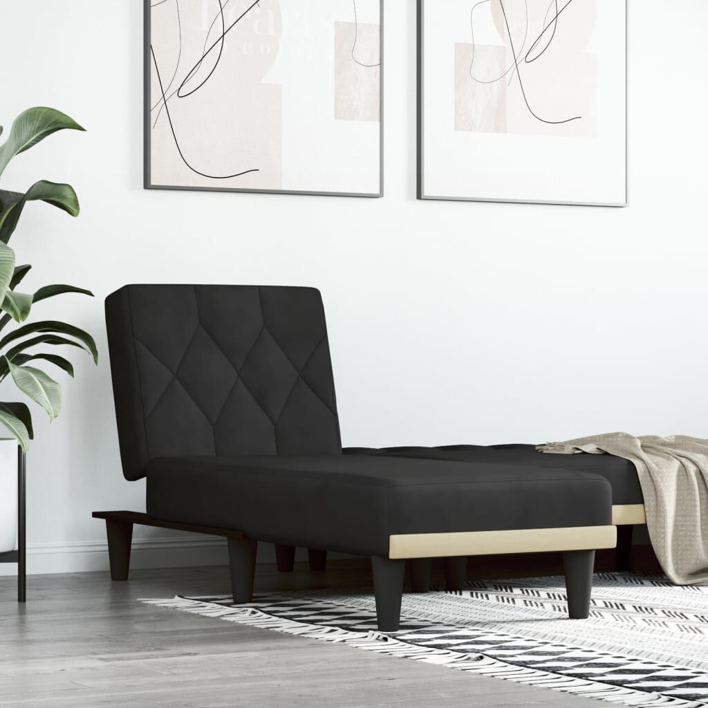 Chaiselongue mit schwarzem Samt edel und bequem für Schlaf oder Wohnzimmer