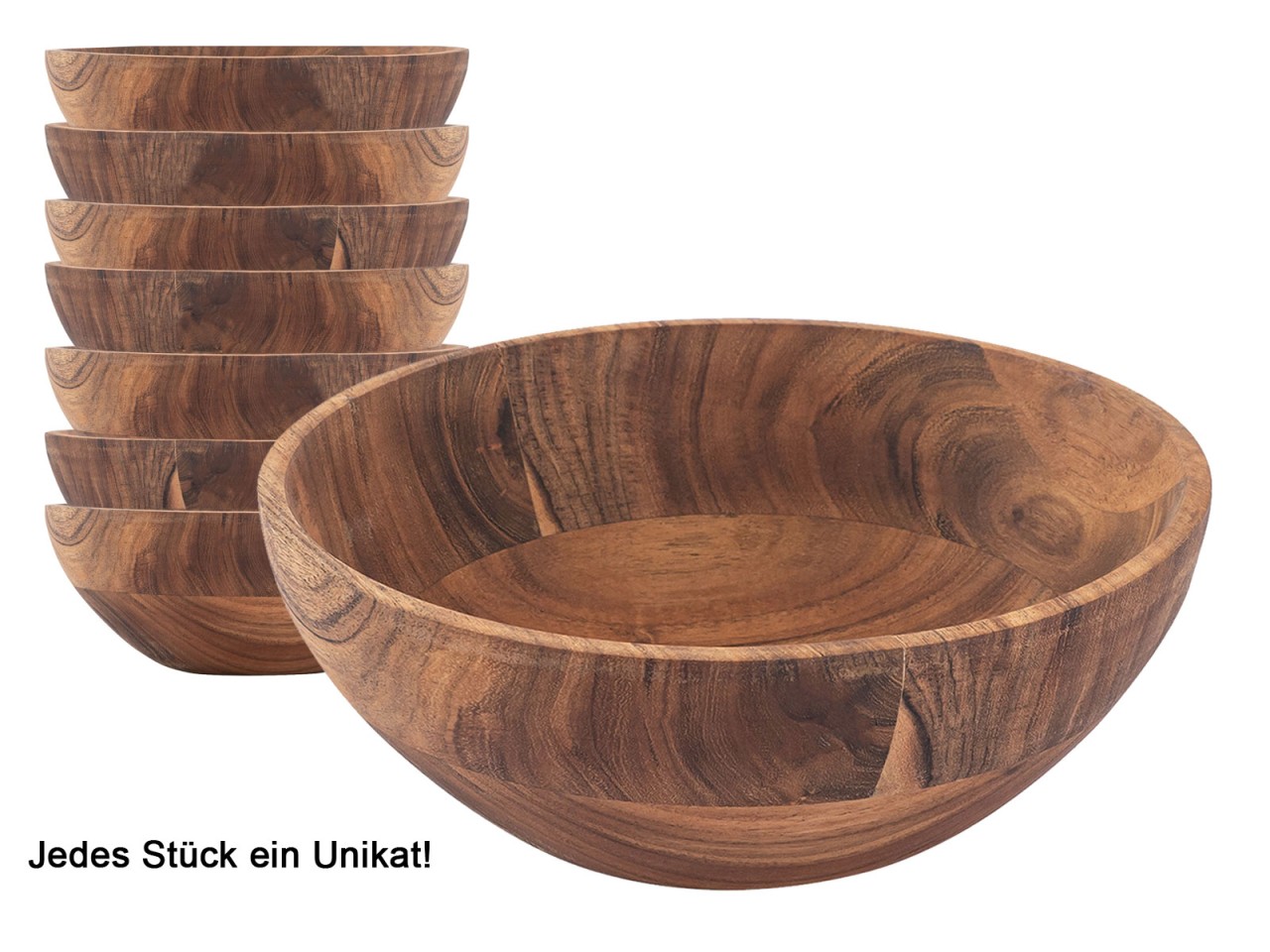 Holzschale Deko Schale Masterbox 8-teilig 20 o. 25cm lebensmittelecht Akazie massiv