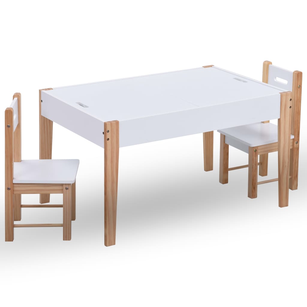 Kinder Aufbewahrungsset mit Kreidetafel 3 teiliges Tisch und Stühlen in Schwarz und Weiß