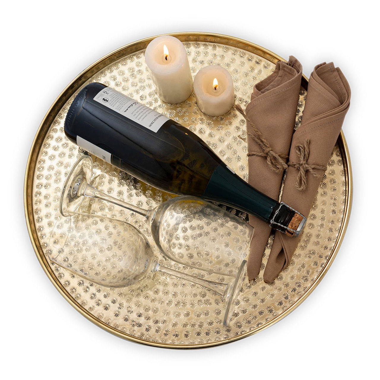 Deko Tablett ø 40 cm rund gelbgold Serviertablett Metall Kerzentablett Dekotablett Deko Tablett ø 40 cm rund gelbgold Serviertablett Metall Kerzentablett Dekotablett