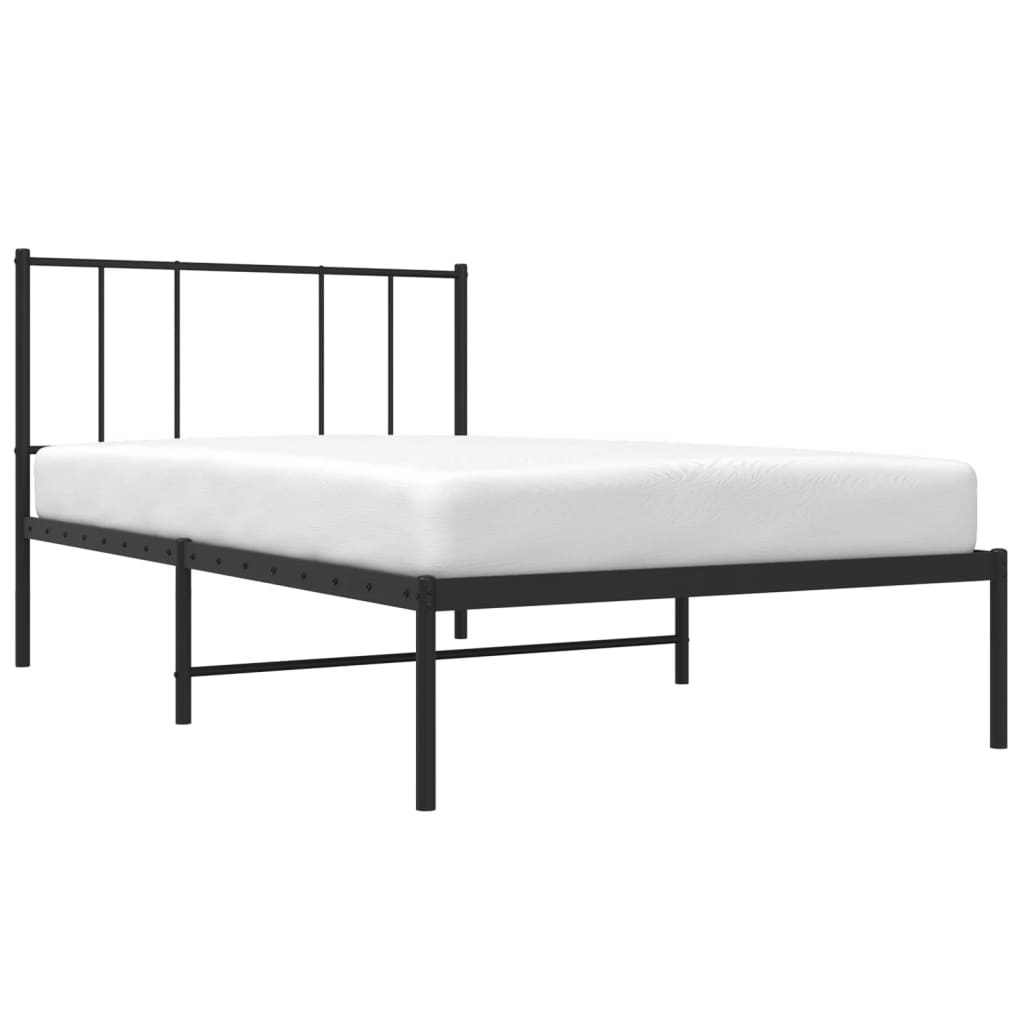 Metallbettgestell mit Kopfteil Einzelbett Bettgestell Schlafzimmermöbel Schwarz 90x200 cm Metallbettgestell mit Kopfteil Einzelbett Bettgestell Schlafzimmermöbel Schwarz 90x200 cm