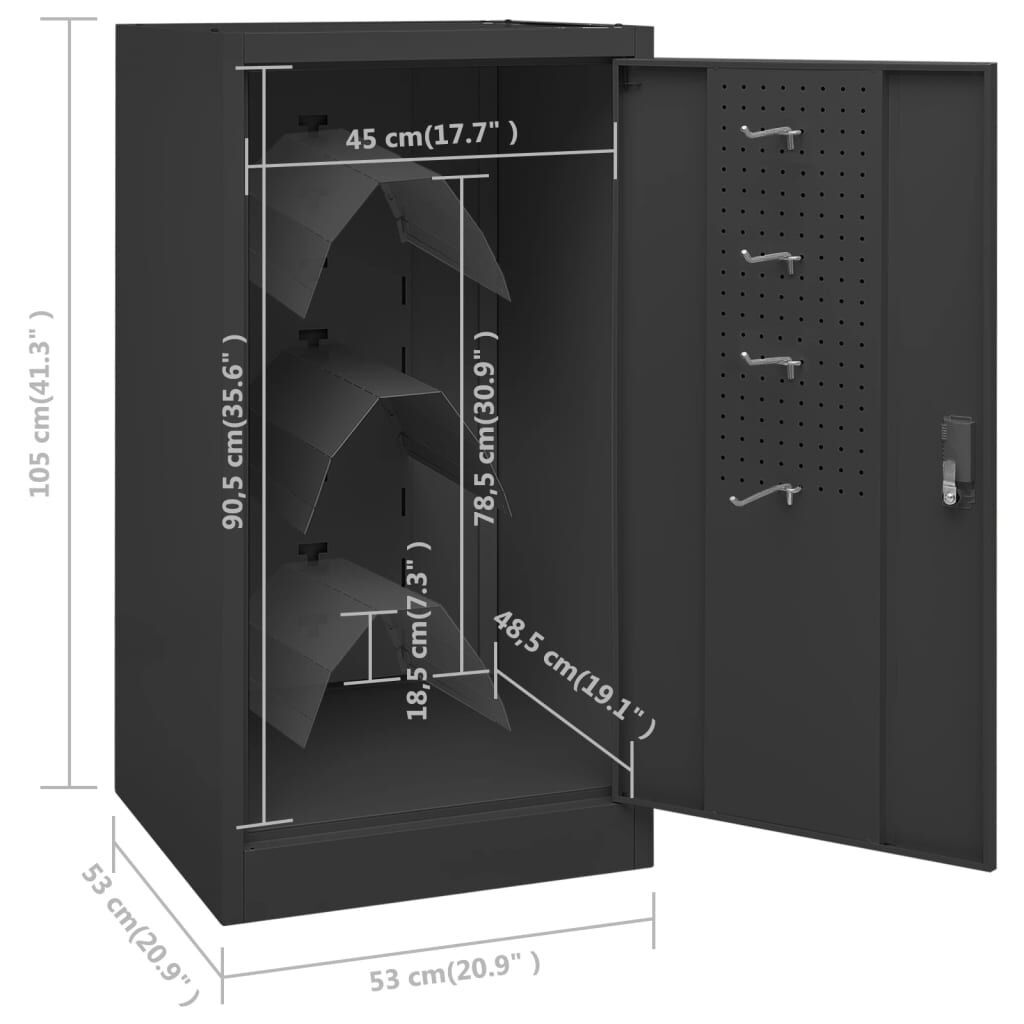 Sattelschrank aus Stahl Anthrazit 53x53x105 cm kompakt und abschließbar Sattelschrank aus Stahl Anthrazit 53x53x105 cm kompakt und abschließbar
