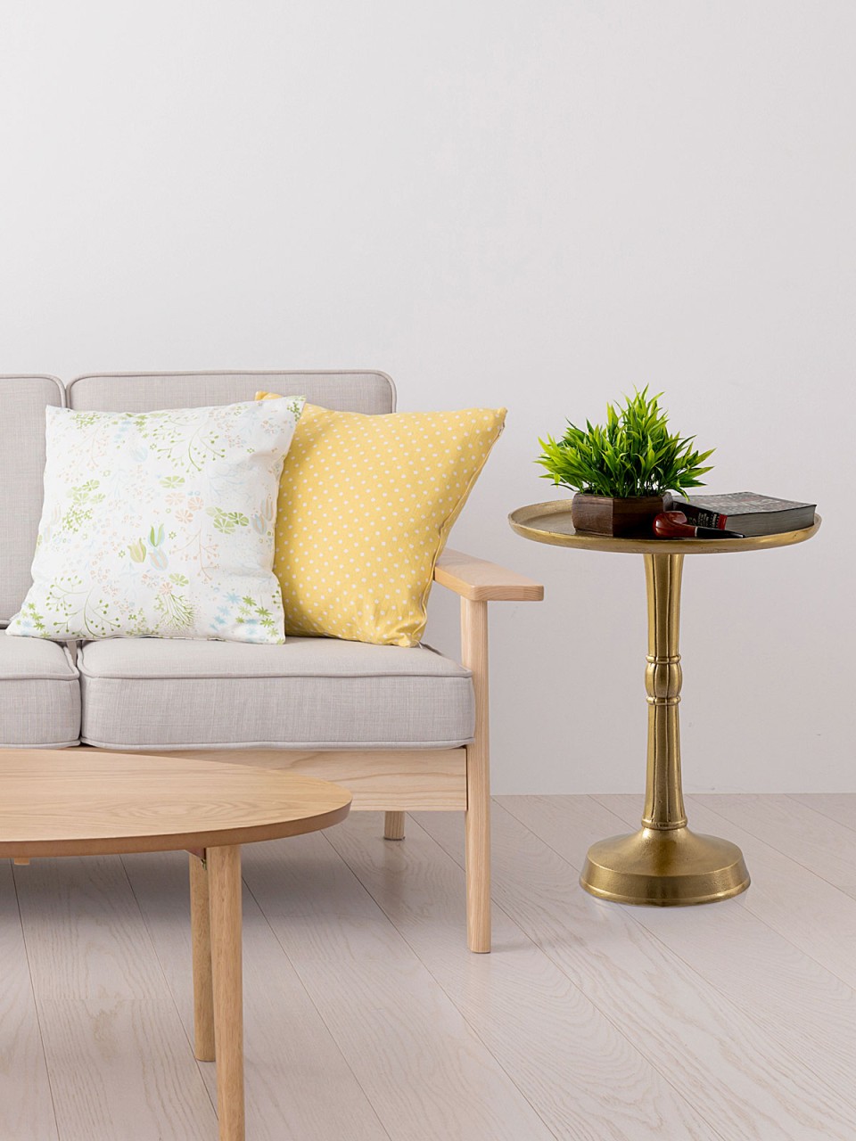 Beistelltisch Metall rund ø 44x53 cm 2-teilig Dekotisch Adlon mit Design Mittelfuß Aluminium Beistelltisch Metall rund ø 44x53 cm 2-teilig Dekotisch Adlon mit Design Mittelfuß Aluminium