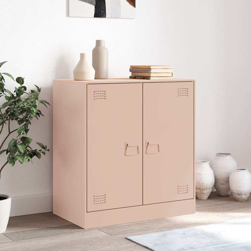 Sideboard aus Stahl in Rosa 67x39x73 cm modernes Möbelstück für Wohnzimmer Sideboard aus Stahl in Rosa 67x39x73 cm modernes Möbelstück für Wohnzimmer