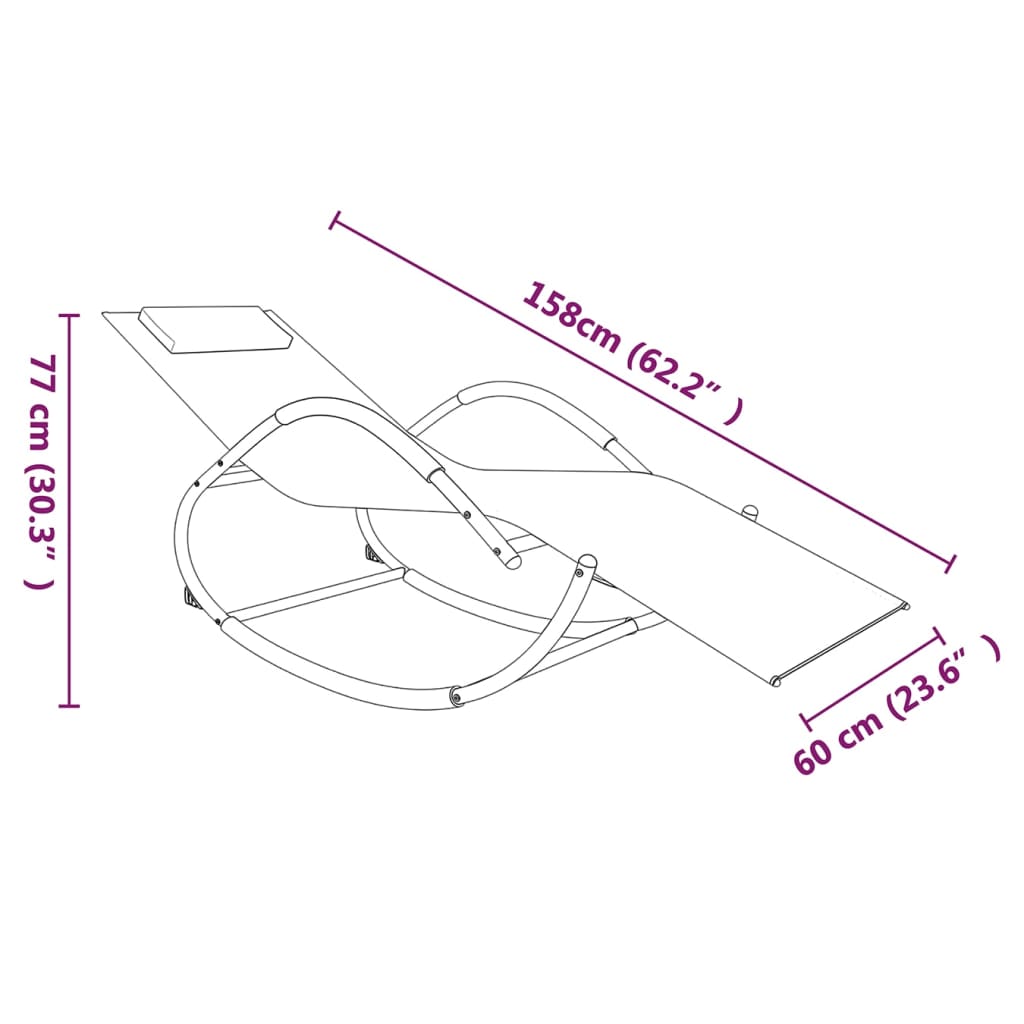 Sonnenliege Schaukel Stuhl Stahl und Textilene Schwarz