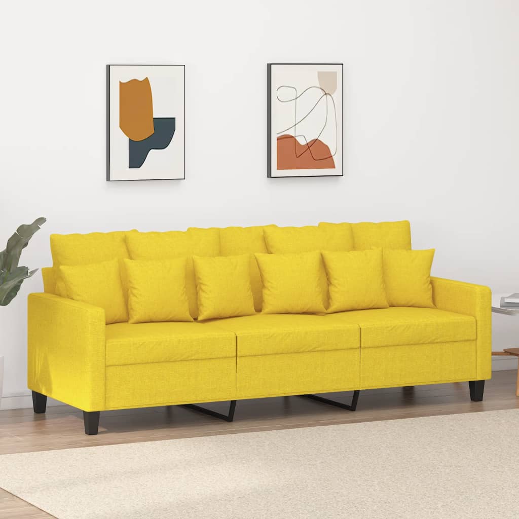 3-Sitzer-Sofa Hellgelb 180 cm Stoff modern bequem Wohnzimmer Polster Couch