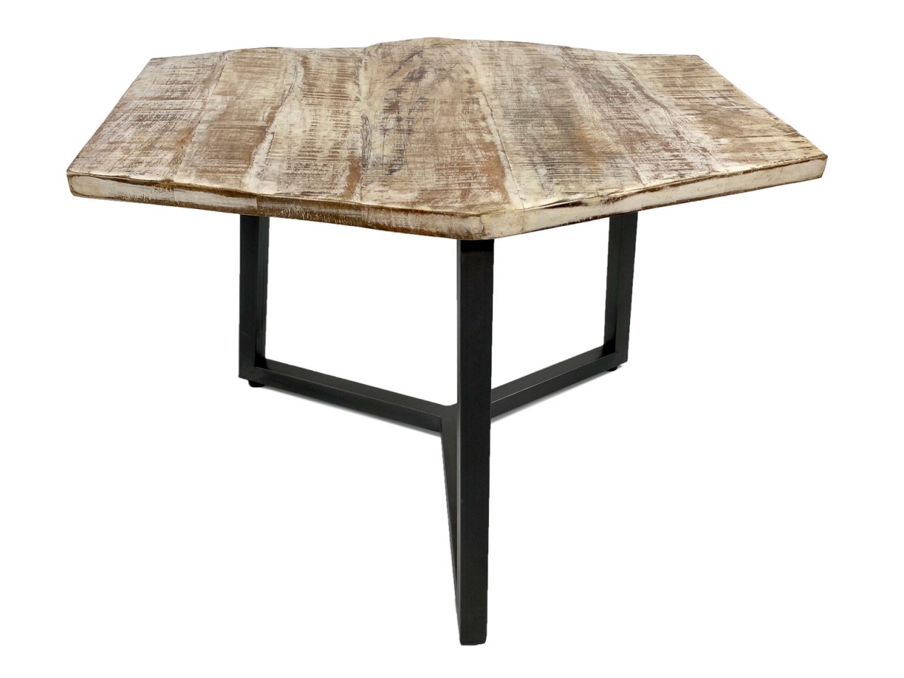 Beistelltisch 56 x 47 cm nachhaltig Wohnzimmer Tisch Couchtisch Nizza Metall-Gestell schwarz - weiß