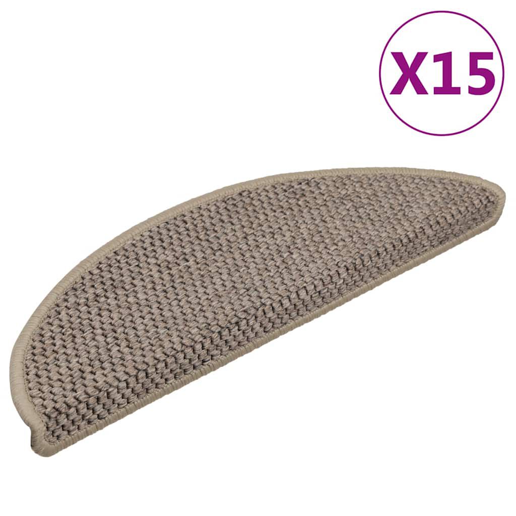 Treppenmatten Selbstklebend Sisal 15 Stk. 56x17x3cm Dunkelbeige