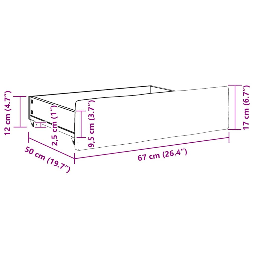 Bettkasten Schublade Bettschubladen mit Rollen 2er Set Schwarz 67x50x16cm Samt