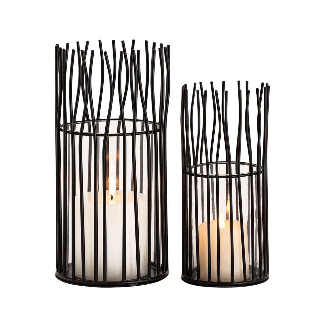 Windlicht 8-teilig Set 2 x 4 VE Kerzenhalter Teelichthalter Loft schwarz o. silber Kerzenständer