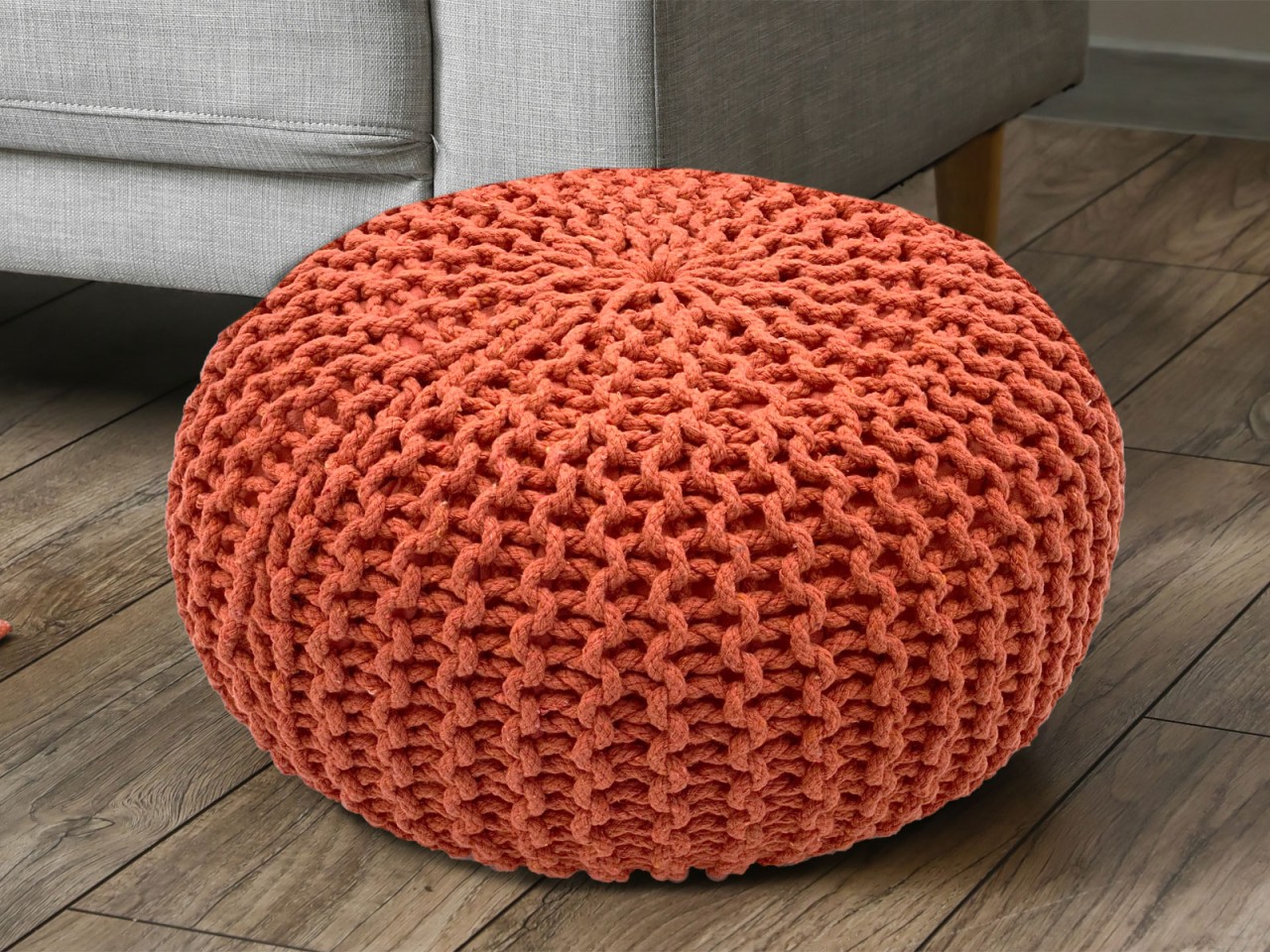 Strickhocker Pouf Ø 45 H 30 cm cm Sitzpouf Strick Bodenkissen Strickhocker Pouf Ø 45 H 30 cm cm Sitzpouf Strick Bodenkissen