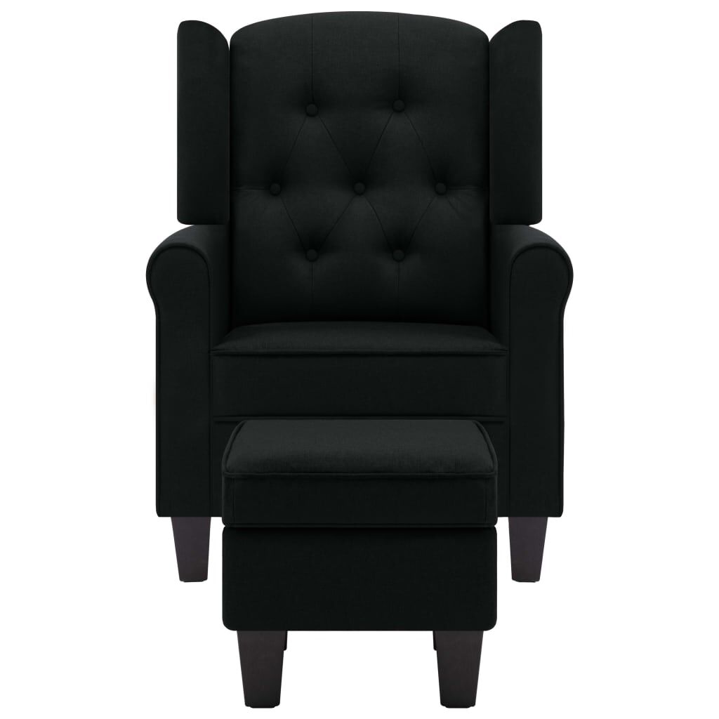 Sessel mit Fußhocker Schwarz Stoff gemütlich modern für Wohn oder Schlafzimmer Sessel mit Fußhocker Schwarz Stoff gemütlich modern für Wohn oder Schlafzimmer
