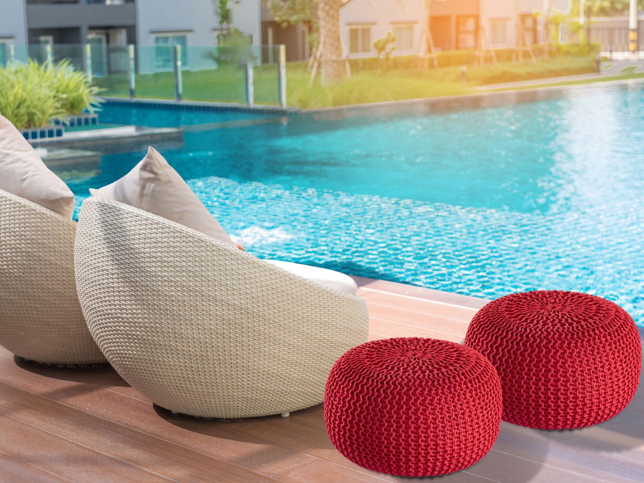Sitzpouf ø55cm Pouf Strickhocker Strickpouf PREMIUM Innen Terrasse Pool Garten nachhaltig Sitzpouf ø55cm Pouf Strickhocker Strickpouf PREMIUM Innen Terrasse Pool Garten nachhaltig
