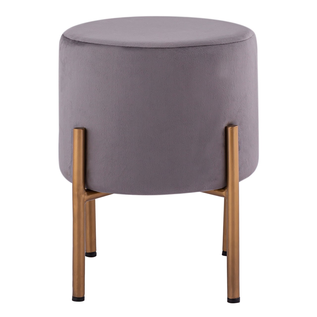 Samt Hocker 2. Wahl Sitzhocker Samt Pouf Ø 32 H 38 cm Sitzpouf Velour mit Füßen rose Eisen gold