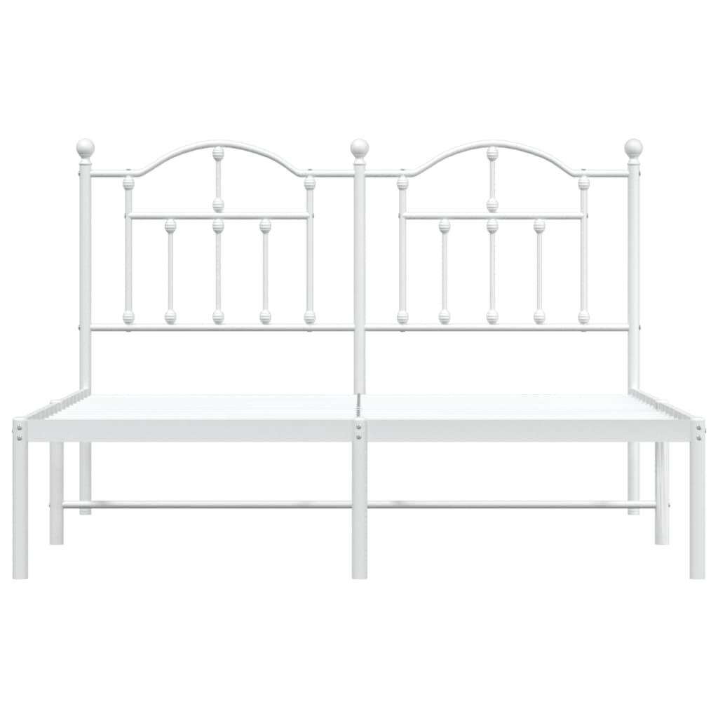 Bettgestell Metall Weiß 140 x 190 cm mit Kopfteil modern stabil und elegant