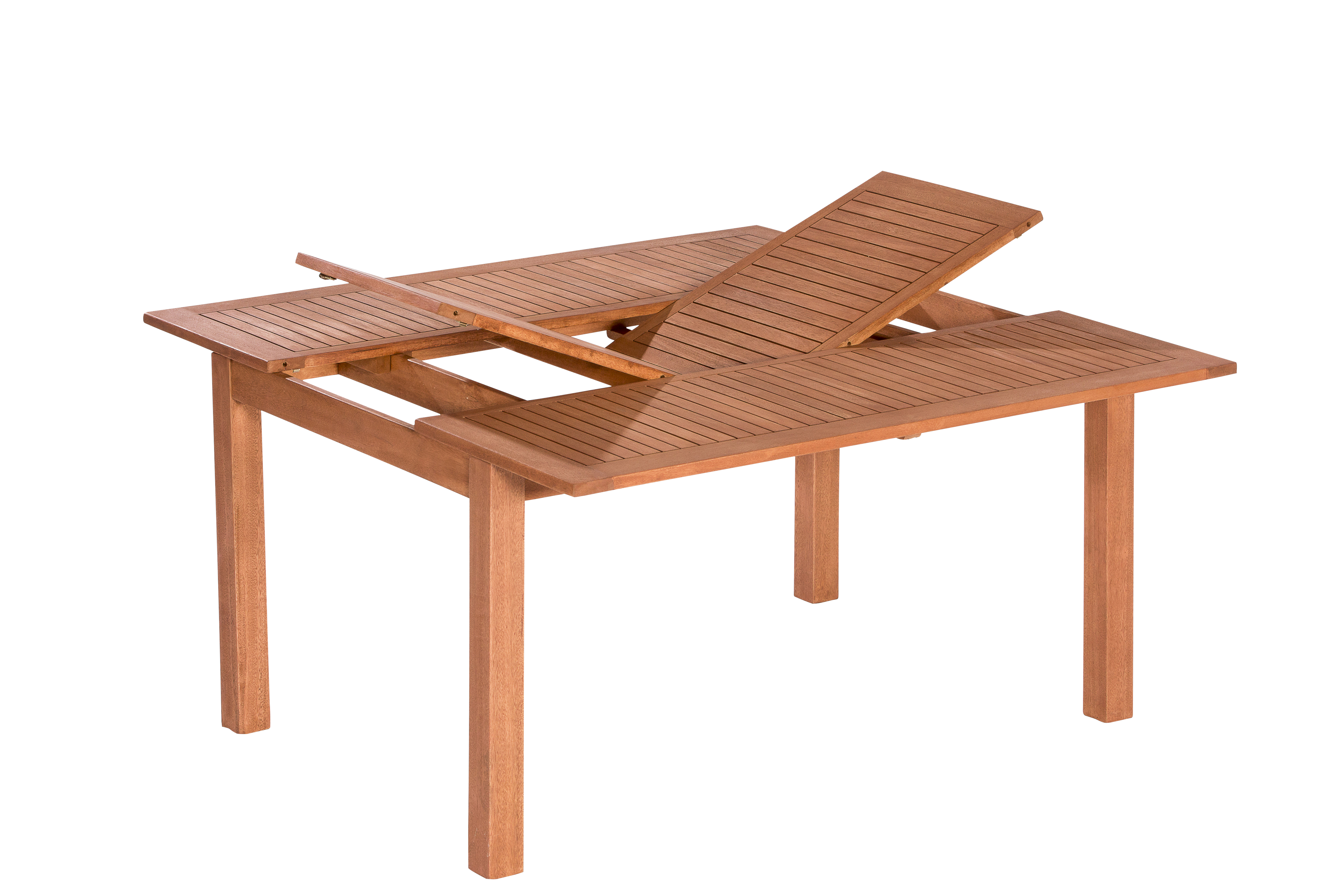 Comodoro Set 7tlg.
6 Comodoro Klappsessel, Rückenlhene 5-fach verstellbar, 1 Quadrat Ausziehtisch, 100 (150) x 150 cm
FSC ® Eukalyptusholz