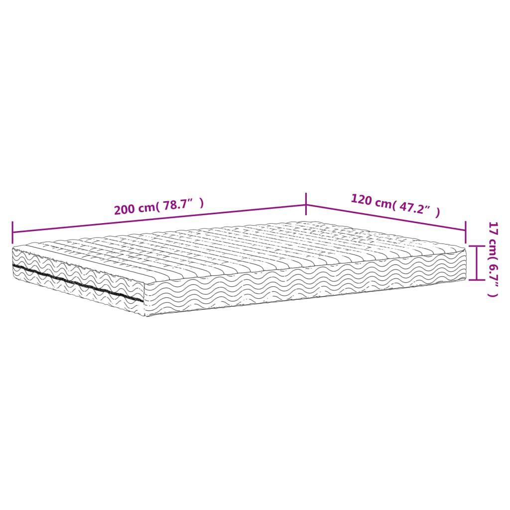 Komfortmatratze Weiß 120x200 cm aus Schaumstoff H2 H3 ergonomisches Liegen Komfortmatratze Weiß 120x200 cm aus Schaumstoff H2 H3 ergonomisches Liegen