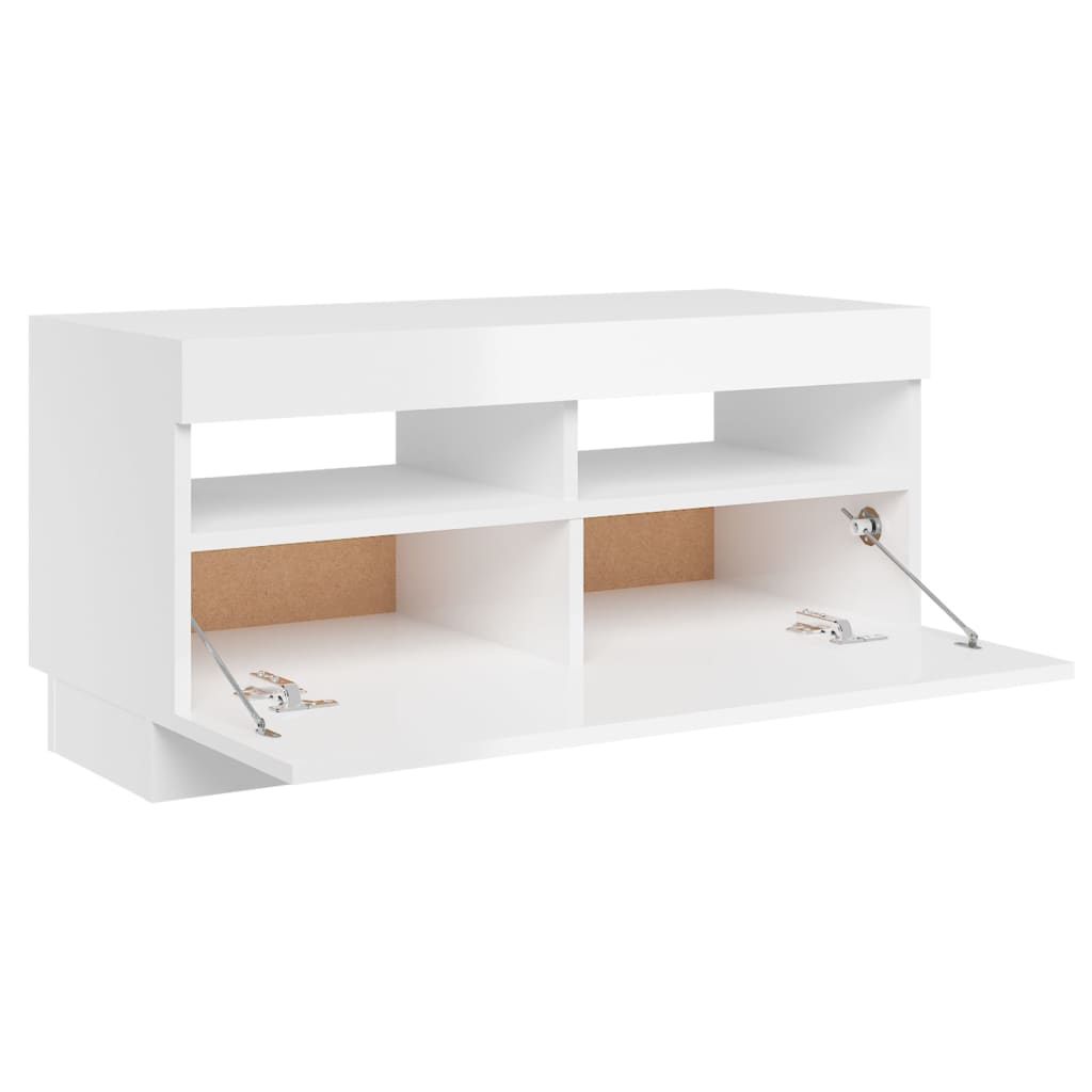 TV-Schrank Hochglanz Weiß 80x35x40 cm LED-Beleuchtung Holz Modern