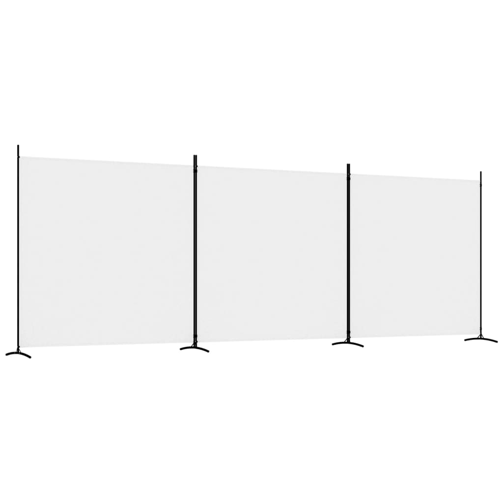 3-teiliger Raumteiler Weiß 525 x 180 cm Stoff Paravent Trennwand