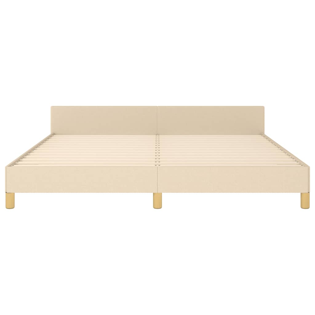 Bettgestell Bettrahmen Doppelbett mit Kopfteil Bett Creme 160x200cm Stoff