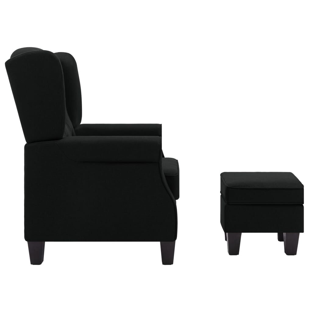 Sessel mit Fußhocker Schwarz Stoff gemütlich modern für Wohn oder Schlafzimmer Sessel mit Fußhocker Schwarz Stoff gemütlich modern für Wohn oder Schlafzimmer