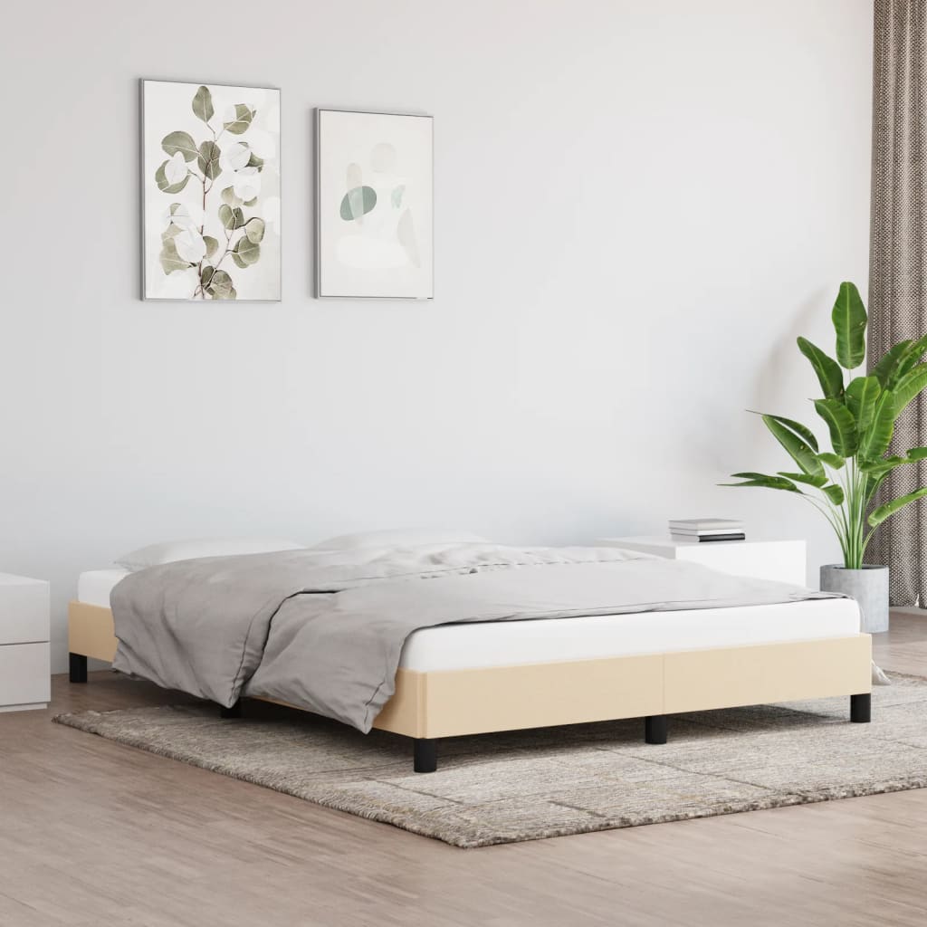 Bettgestell Bettrahmen Einzelbett Lattenrost XL Höhe Creme 25cm 140x190cm Stoff