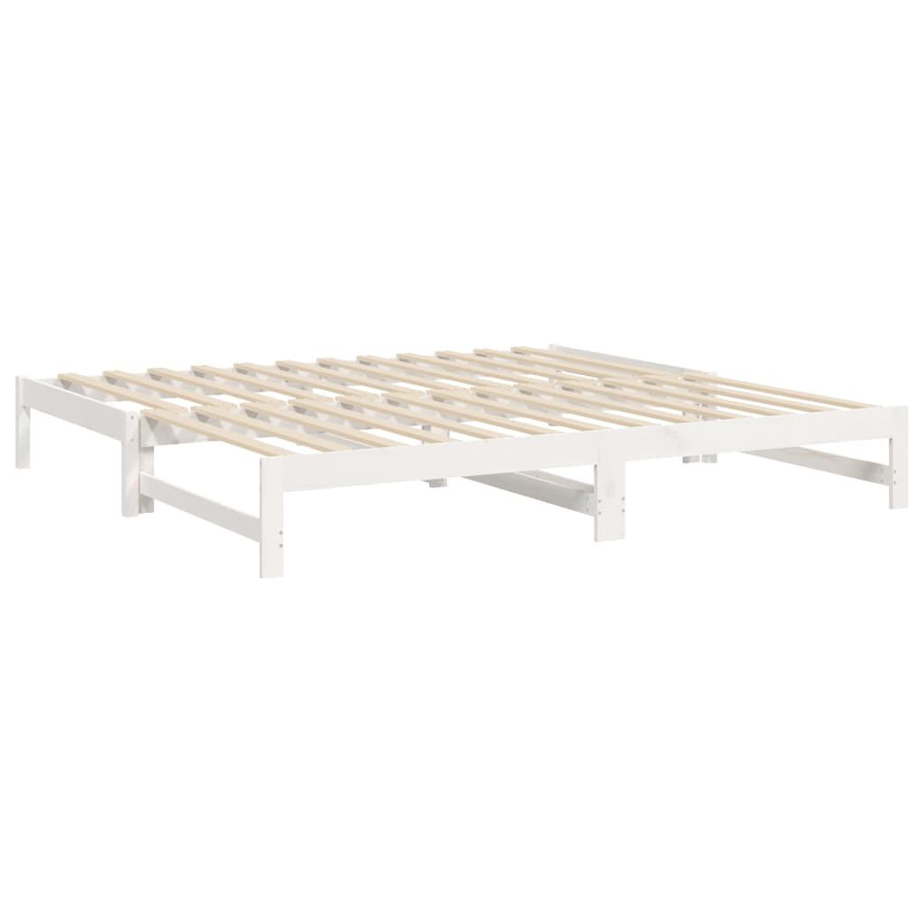 Ausziehbares Tagesbett Weiß Kiefer massiv 2x90x200 cm flexibel und robust Ausziehbares Tagesbett Weiß Kiefer massiv 2x90x200 cm flexibel und robust
