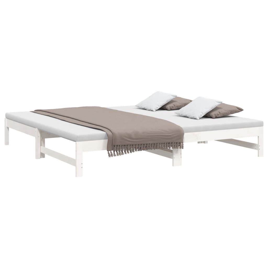 Ausziehbares Tagesbett Weiß Kiefer massiv 2x90x200 cm flexibel und robust Ausziehbares Tagesbett Weiß Kiefer massiv 2x90x200 cm flexibel und robust