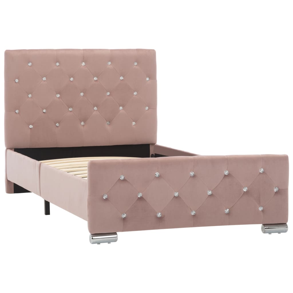 Bettgestell Rosa 90x200 cm Weicher Samt hochwertiger Look Modern stilvoll Bettgestell Rosa 90x200 cm Weicher Samt hochwertiger Look Modern stilvoll