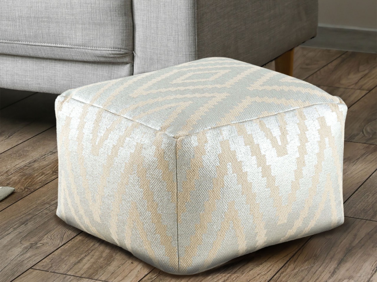 Sitzwürfel Fußhocker Sitzhocker 55x37x55 cm Pouf Kelim Bodenkissen Peru schwarz taupe gelb türkis