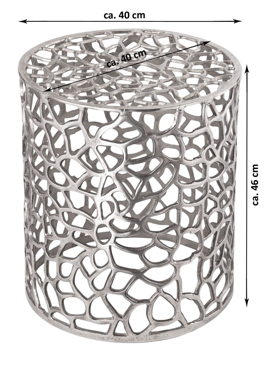 Beistelltisch Metall Dekotisch ø 40 x 46 cm rund Agadir silber o. gold Aluminium Korallen-Design Beistelltisch Metall Dekotisch ø 40 x 46 cm rund Agadir silber o. gold Aluminium Korallen-Design