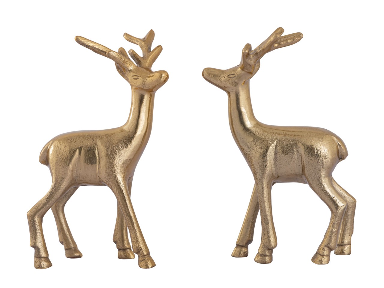 Deko Figur Hirsch 2er Set Tischdekoration Tierfigur Metall Weihnachtsdeko silber o. gold Aluminium Deko Figur Hirsch 2er Set Tischdekoration Tierfigur Metall Weihnachtsdeko silber o. gold Aluminium