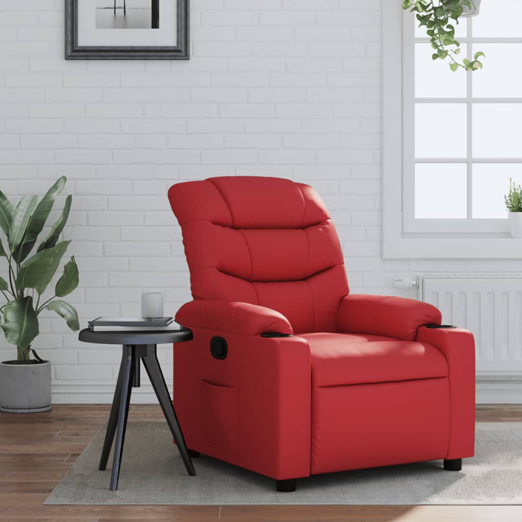 Relaxsessel aus Kunstleder in Rot stilvoll bequem ideal für Wohnzimmer Relaxsessel aus Kunstleder in Rot stilvoll bequem ideal für Wohnzimmer