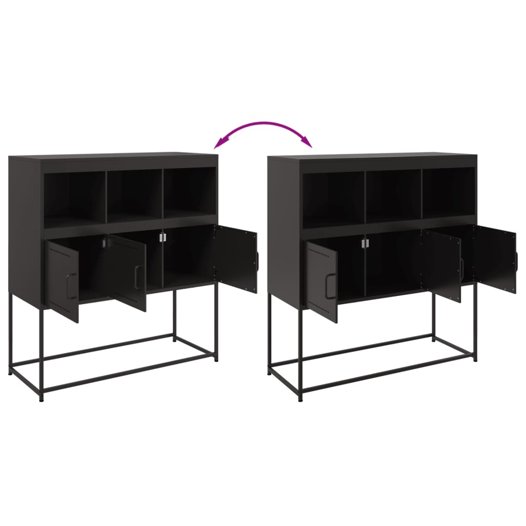 Sideboard Schwarz 100,5x39x107 cm Kaltgewalzter Stahl für modernes Wohnen Sideboard Schwarz 100,5x39x107 cm Kaltgewalzter Stahl für modernes Wohnen