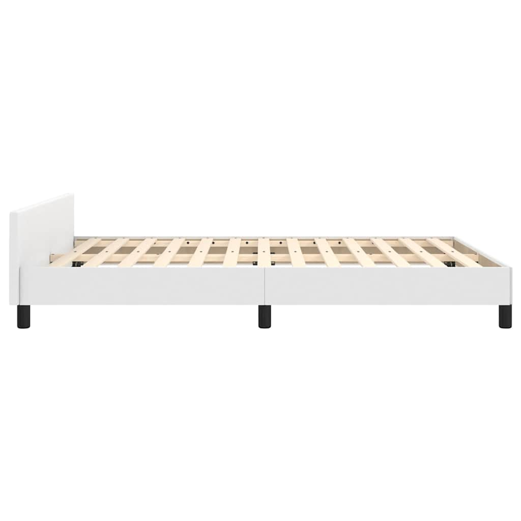 Bettgestell Bettrahmen Doppelbett mit Kopfteil Bett in Weiß 140x200cm Kunstleder